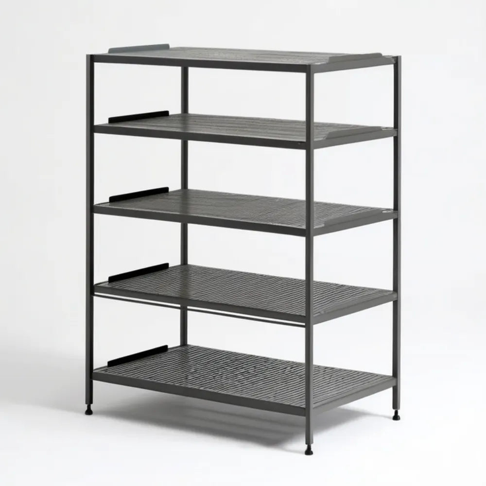Czarny stalowy regał stojący 60 x 35 x 150 cm z 5 półkami