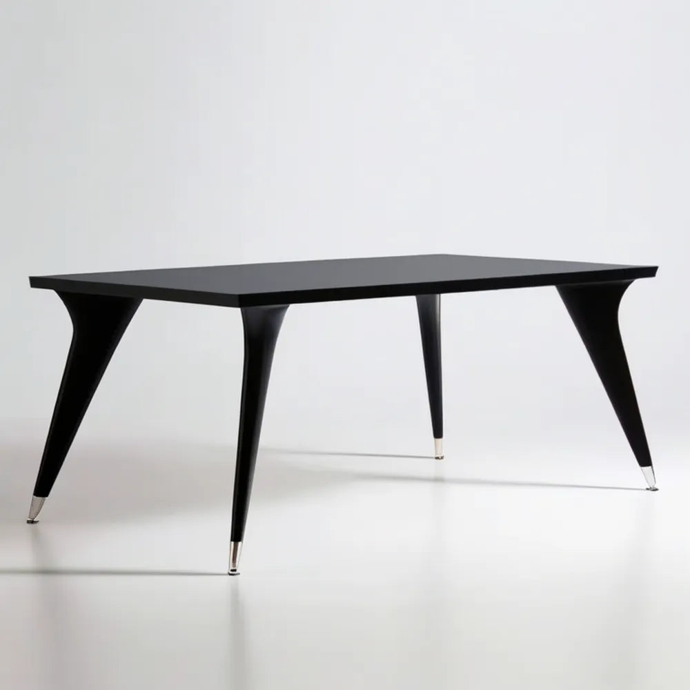 Czarny stół do jadalni MDF 180 x 90 x 75 cm z drewnianymi nogami