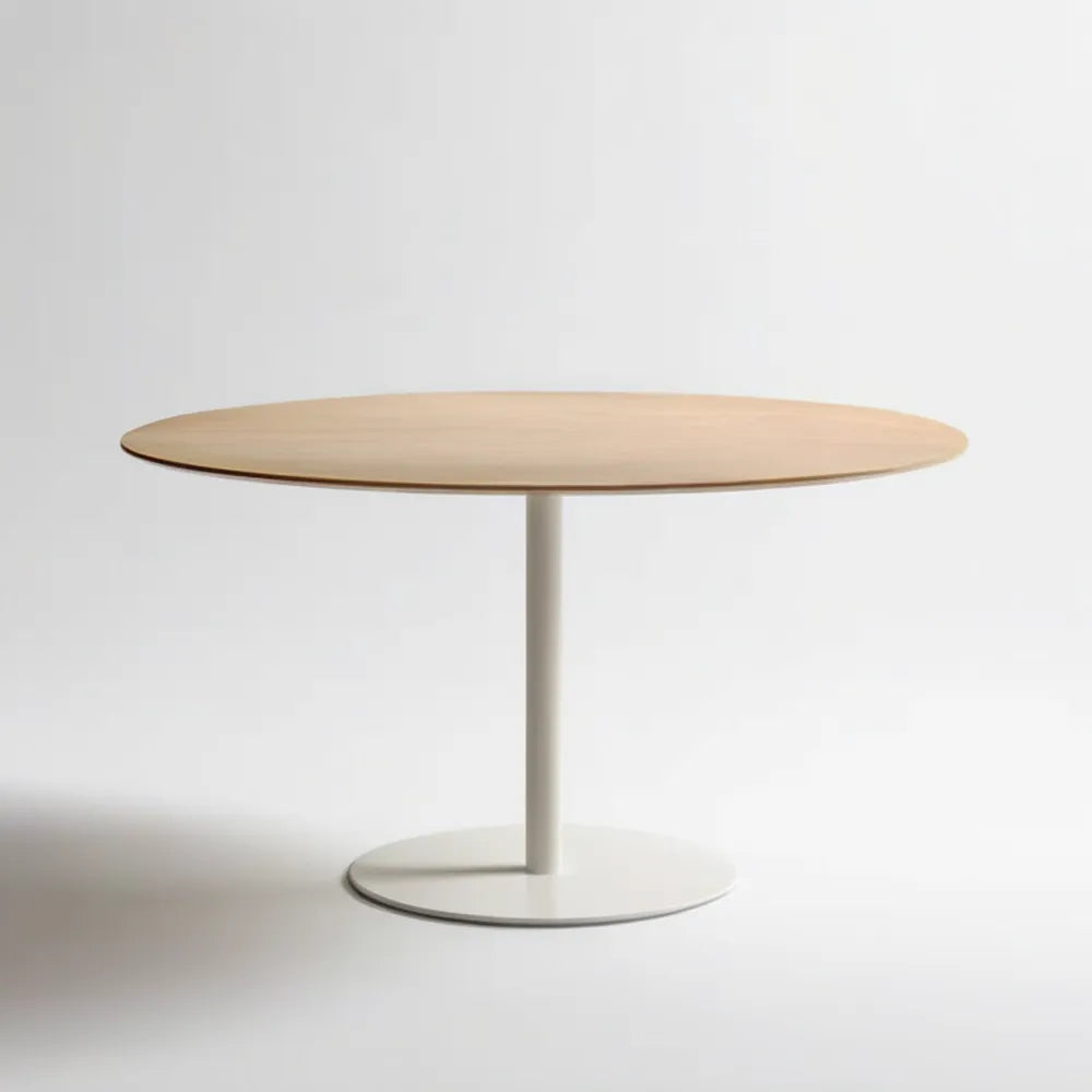 Okrągły stół z blatem MDF w fornirze dębowym, jasny dąb/biały, Ø 100 × 74 cm
