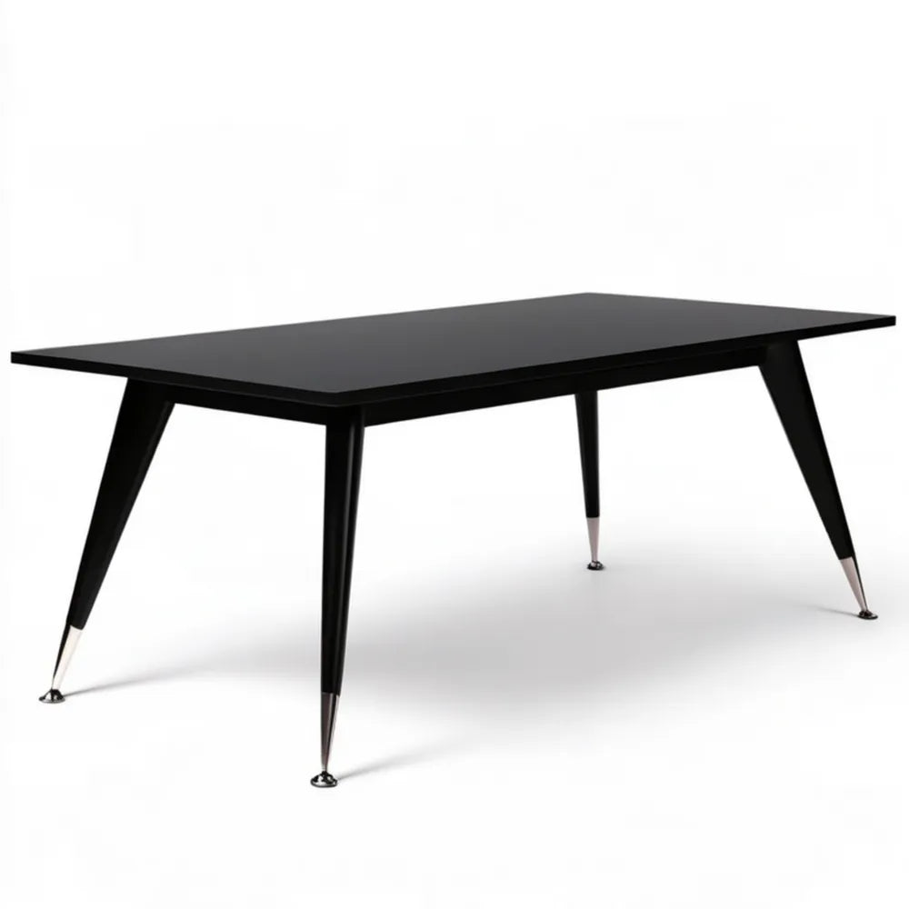Prostokątny stół z blatem MDF czarny/srebrny 160 x 80 x 75 cm