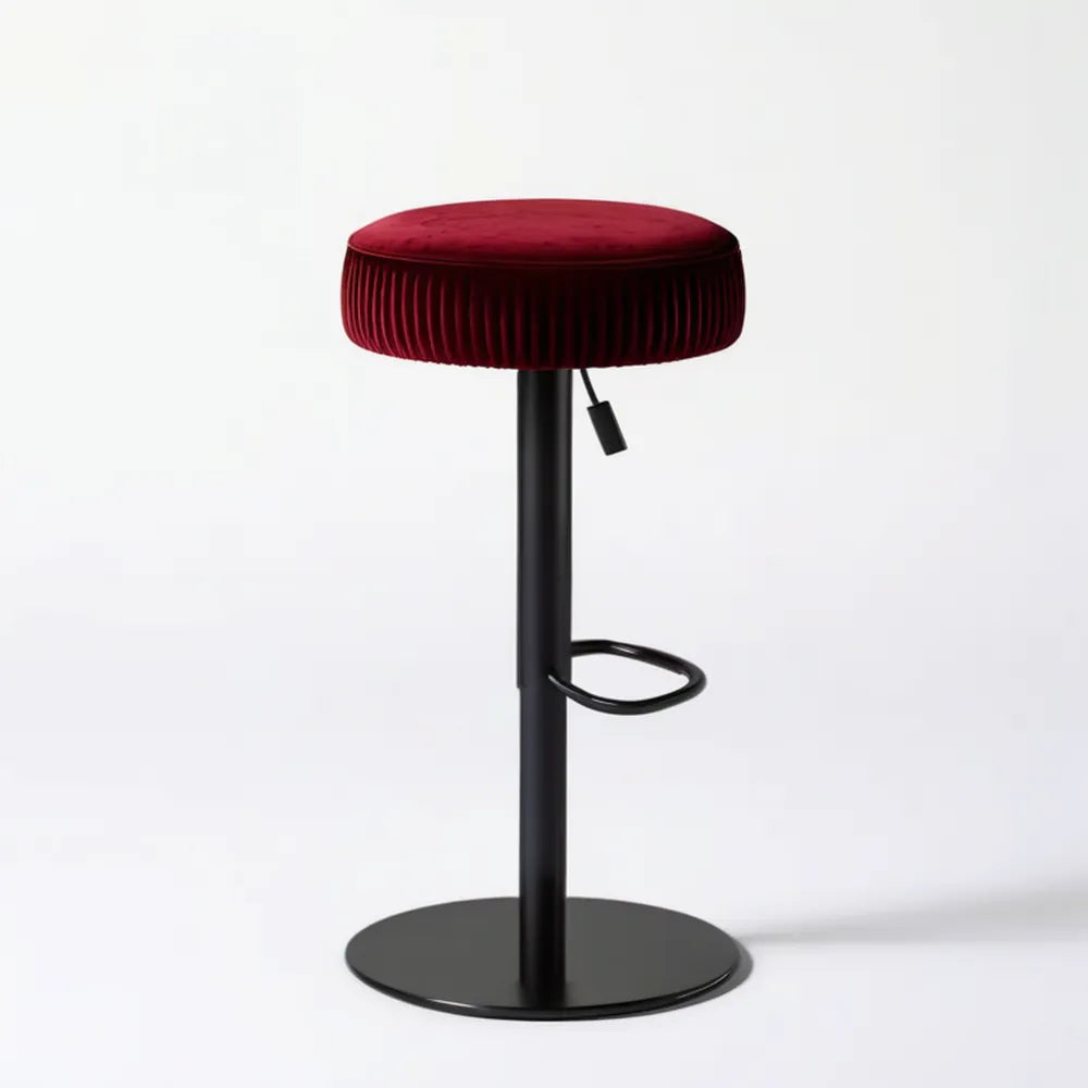 Bordowy hoker barowy z regulacją wysokości 60–82 cm, siedzisko Ø 40 cm